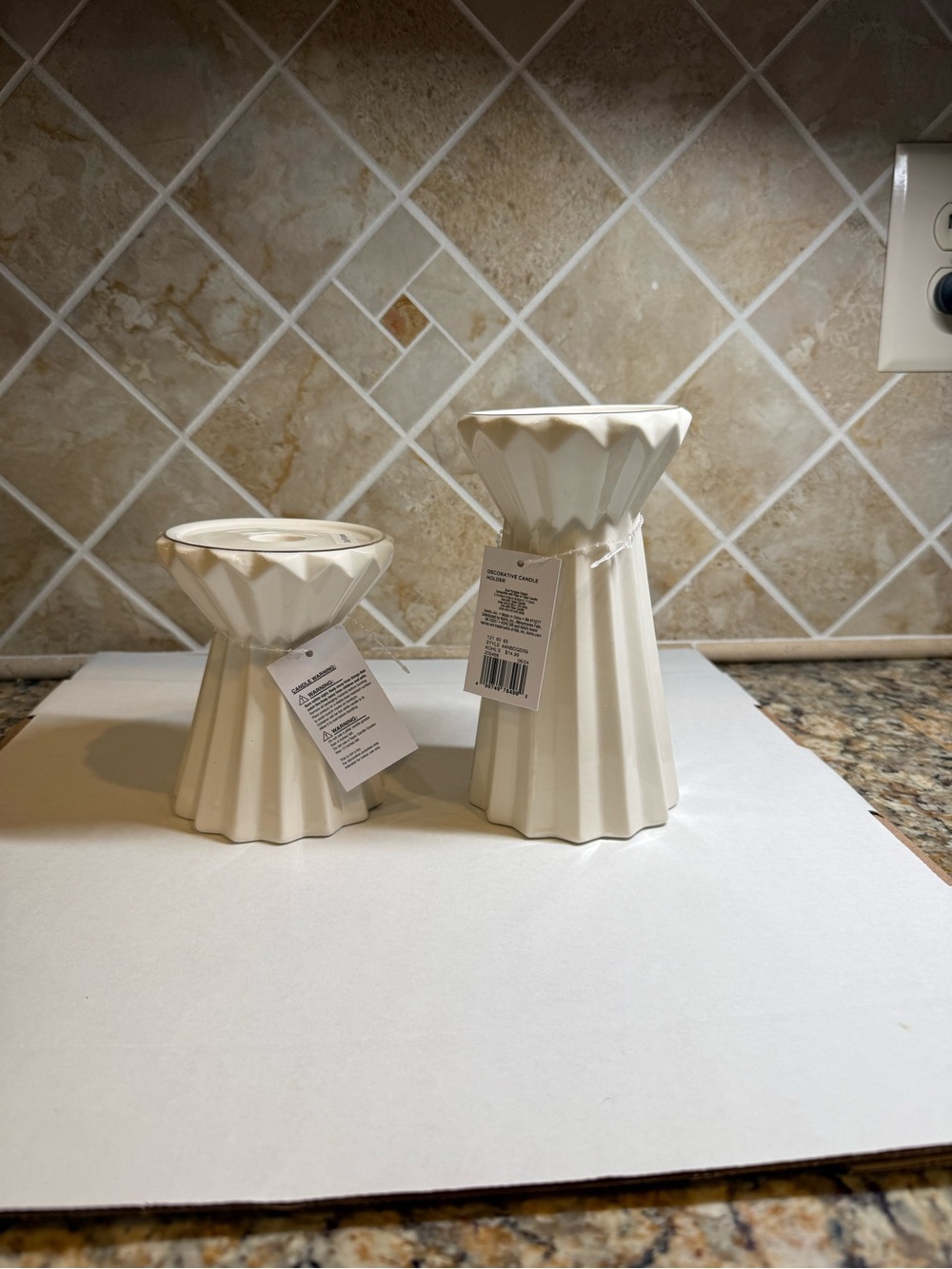 Kohl’s Set of 2 Ivory Ceramic Dual Purpose Pillar & Taper Candle Holders